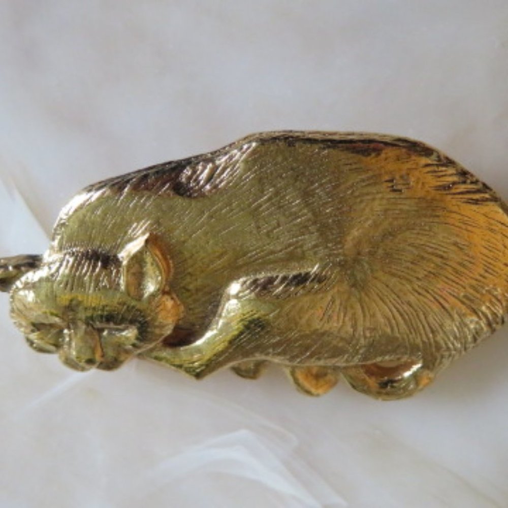 🐱Vintage🐱 British Museum Reproduction CAT Brooch Gold Tone (F2)